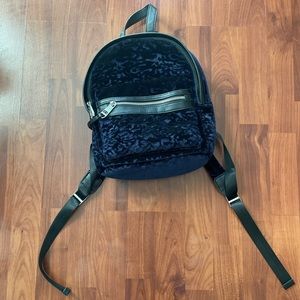 Backpack purse small purple velvet